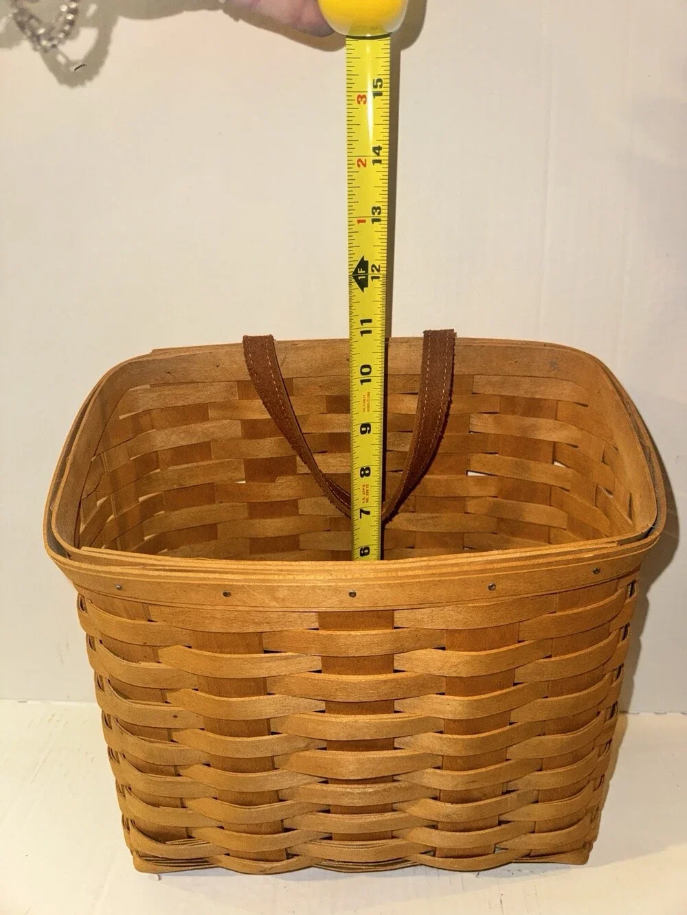 1997 Longaberger Handmade Market Basket Leather Handles Dresden Ohio USA